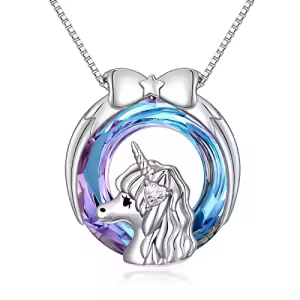 Unicorn Bow-knot with Blue Crystal