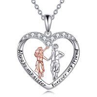 wholesale TOUPOP Sister Christmas Gifts From Sister/brother Sisters Necklace For 2/3/ 4 Sterling Silver Sisters Fashion Jewelry For Women Friend Female Friendship Lasts Forever -style_name:Gifts for Sister from Brother