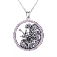 TOUPOP Sterling Silver Birthstone Flower Necklace 12 Month Pendant Birthday Gift-style_name:10-October-Marigold