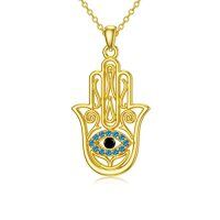 TOUPOP 14k Gold Hamsa Evil Eye Necklace, Star of David Pendant-style_name:Hamsa Hand