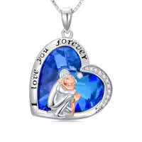 TOUPOP 925 Sterling Silver & Crystal Daughter Heart Pendant Necklace Gift-style_name:I Love You Forever Necklace