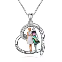 TOUPOP Sterling Silver Crystal Tree Of Life Sisters Necklace-color_name:B-2 Sisters