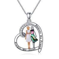 wholesale TOUPOP Sister Christmas Gifts From Sister Tree Of Life Sisters Necklace 925 Sterling Silver Crystal Jewelry Birthday Gifts For Women Friends Friendship -color_name:B-2 Sisters