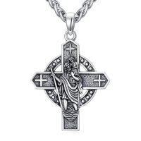 wholesale TOUPOP Christmas Gifts For Men 925 Sterling Silver Saint Amulet Necklace For Men Women Protection Medal Pendant Religious Necklace Catholic Jewelry Birthday Gifts For Father Son Husband Grandfather Police -style_name:B05-St Christopher(Cross)