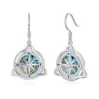 wholesale TOUPOP Tree Of Life Earrings 925 Sterling Silver Abalone Shell Tree Of Life Dangle Earrings Religion Jewelry Gifts For Women Christmas -style_name:2-Compass