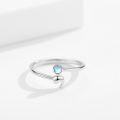 wholesale 925 Sterling Silver Opal Moonstone Adjustable Semicolon Ring-0-3