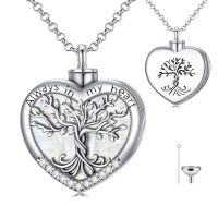 wholesale TOUPOP Tree Of Life Urn Necklaces For Ashes 925 Sterling Silver Heart Cremation Jewelry Memorial Keepsake Jewelry With Funnel Filler For Women Men -color_name:A-Heart Tree of Life-Pearl Shell