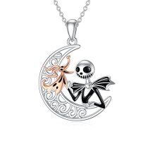 wholesale TOUPOP Nightmare Necklace 925 Sterling Silver Jack And Sally Jewelry Jack And Zero Necklace -color_name:Jack and Zero