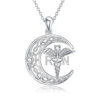 wholesale TOUPOP Nurse Gifts For Women 925 Sterling Silver Caduceus Angel Wing Rn Necklaces Jewelry Gifts For Nurses Doctors Medical Students Nurses Week Appreciation Graduation Christmas Gift -style_name:Celtic Moon RN Necklace