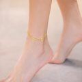 wholesale 14k Gold Anklet Cubic Zirconia Star Moon Charm Double Layer Chain-0-2