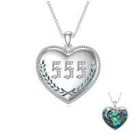 TOUPOP Sterling Silver Abalone Angel Number Necklace 000-999-style_name:555