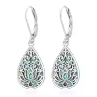 TOUPOP 925 Sterling Silver Lotus Cherry Blossoms Sunflower Snowflake Daisy Rose Earrings Floral Jewelry-style_name:3-Lotus-C