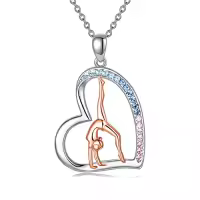 TOUPOP Sterling Silver Heart Pendant Gymnast Fashion Jewelry-color_name:Colorful Gymnastics