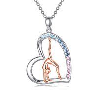 wholesale TOUPOP Gymnastics Necklace 925 Sterling Silver Gymnastic Necklace Flipping Gymnast Team Usa Gymnastics Fashion Jewelry Heart Pendant Necklace Sport Ballerina Gymnastics Jewelry -color_name:Colorful Gymnastics