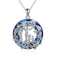 wholesale TOUPOP Christmas Gifts For Mom, Mothers And Daughter/son Necklace, 925 Sterling Silver Tree Of Life Crystal Jewelry Birthday Gifts For Women Mother Grandma Wife -color_name:F-Family 2 Child -Blue Crystal