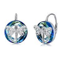 wholesale TOUPOP Tree Of Life Lever Back Earrings For Women Sterling Silver Crystal Jewelry Tree Of Lfe Gifts For Women Birthday -style_name:3-Dragonfly