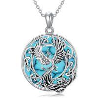 wholesale Phoenix Necklace Phoenix Jewelry For Women S925 Sterling Silver Celtic Phoenix Rising Phoenix Necklace For Women -style_name:Turquoise Phoenix Necklace