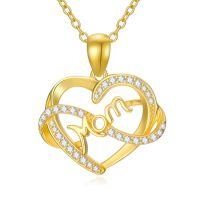 TOUPOP 14K Gold Heart I Love You Mom Pendant Necklace For Women-style_name:E-Mom necklace