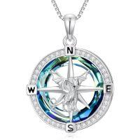wholesale TOUPOP 2025 Graduation Gifts Compass Necklace For Women Sterling Silver Crystal High School College Graduation Necklace Anniversary Birthday Mothers Day Gifts For Mom Wife Sister Daughter -style_name:Dragon
