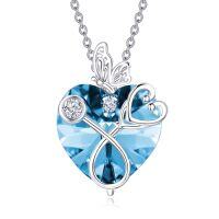 wholesale TOUPOP Christmas Gifts For Nurse Stethoscope Necklace With Butterfly 925 Sterling Silver Heart Crystal Nursing Themed Birthstone Jewelry Birthday Gifts For Women Doctor Medical Student -style_name:03-March