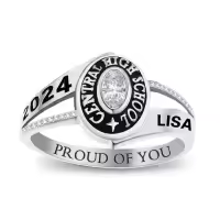 TOUPOP 925 Silver/10k/14k/18k Gold Custom Graduation Class Ring For Women-style_name:Oval Cut