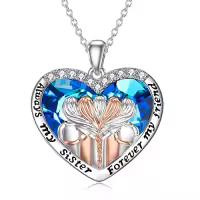 TOUPOP 925 Sterling Silver Crystal Sister Necklace Gift For 2/3/4/5 Sisters-color_name:5 Sisters Necklace