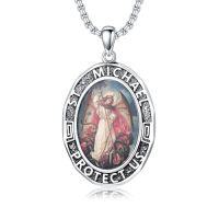 wholesale Patron Saint Necklace S925 Sterling Silver Four Way Cross Necklace St Michael/st Christopher/st Benedict/st Joseph/st Francis Pendant, Religious Protection Necklace For Men Women Birthday Father's Day Anniversary -style_name:3-St Michael-Ccolorful