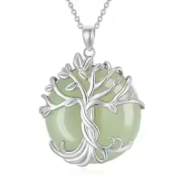 TOUPOP 14K Gold Plated Sterling Silver Jade Tree Of Life Necklace-style_name:1A-Tree of Life-White Gold-Jade