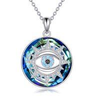 wholesale TOUPOP Evil Eye Necklace 925 Sterling Silver Tree Of Life/turquoise Evil Eye Crystal Pendant Necklace Protection Jewelry Amulet Christmas Gifts For Women Her -style_name:Sun