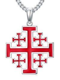 wholesale Jerusalem Cross Necklace For Men 925 Sterling Silver Silver Cross Pendant Faith Jewelry Protection Necklace Gift For Father Dad Son -style_name:Jerusalem Cross