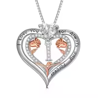 TOUPOP Sterling Silver & Rose A-Z Initial Pendant Necklace-style_name:Letter I