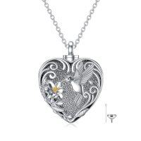 wholesale TOUPOP Hummingbird Urn Necklace For Ashes 925 Sterling Silver Heart Cremation Jewelry Keepsake Pendant With Funnel Filler Memorial Christmas Gifts For Women Mom Wife -style_name:C-Hummingbird-Silver