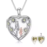 TOUPOP Sterling Silver Photo Locket Necklace, Christmas Gifts For Women-style_name:Mother and Daughter