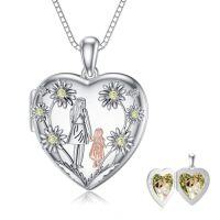 wholesale Heart Locket Necklace 925 Sterling Silver That Holds Pictures Photo Locket Jewelry Christmas Gifts For Women -style_name:Mother and Daughter