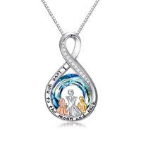 wholesale TOUPOP Gifts For Mom Mother Daughter Son Necklace Sterling Silver Family Pendant Jewelry For Women I Love You To The Moon And Back Birthday Gifts For Her -style_name:3-Mother and Daughter and Son