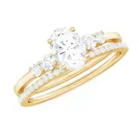 TOUPOP 10k 14k 18k Gold Moissanite Oval Marquise Bridal Ring Set-style_name:B Moissanite Ring