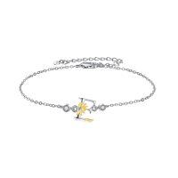 wholesale 925 Sterling Silver Dandelion Letter Initial B Charms Anklets Wholesale For Women-Initial E