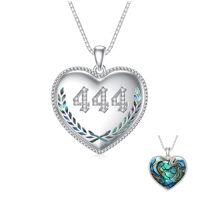 wholesale TOUPOP Christmas Gifts Number Necklace For Women 925 Sterling Silver Abalone Heart Angel Number Necklace Pendant 000 111 222 333 444 555 666 777 888 999 Numerology Jewelry Gifts For Women -style_name:444