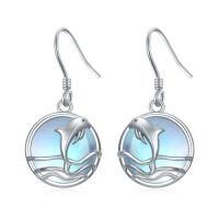 wholesale TOUPOP Moonstone Earrings Sterling Silver Dangle Drop Earrings Moonstone Jewelry Gifts For Women Mother Christmas Birthday -style_name:4-Dolphin