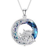 wholesale TOUPOP Highland Cow Necklace For Women 925 Sterling Silver 1 To 2 Cow Pendant Necklaces Cute Animal Jewelry Birthday Christmas Gifts For Her Wife Girlfriend Mom Mother Daughter -style_name:3-Moon and 2 Highland Cow