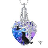 wholesale TOUPOP Heart Tree Of Life Urn Necklace For Ashes 925 Sterling Silver Cat/dog/hummingbird Cremation Jewelry With Amethyst Crystal W/funnel Filler Memorial Gifts For Women -style_name:Dog