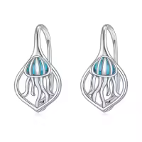 TOUPOP 925 Sterling Silver Turquoise Ocean Sea Animal Dangle Drop Earrings-style_name:09-Jellyfish Turquoise