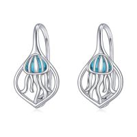 wholesale TOUPOP Ocean Leverback Earrings 925 Sterling Silver Sea Animal Beach Turquoise Dangle Drop Earrings Jewelry Christmas Birthday Gifts For Women Daughter Friends -style_name:09-Jellyfish Turquoise