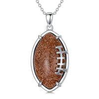 wholesale TOUPOP Sport Necklace Silver Basketball/football Necklace For Women Men S925 Sterling Silver Basketball/football Pendant Sports Jewelry Basketball/football Team Gifts -style_name:Football Necklace