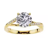 TOUPOP 10k/14k/18k Gold Moissanite Engraved Name Round Cut Engagement Rings-style_name:I Moissanite Ring