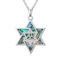 wholesale Abalone Star Of David Necklace For Women 925 Sterling Silver Magen David Necklace Chai/cross/evil Eye Pendant Star Of David Jewelry Christmas Gifts -style_name:3-Celtic Knot