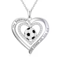 TOUPOP Sterling Silver Crystal Cross Football Soccer Softball Volleyball Necklace-style_name:2-Soccer