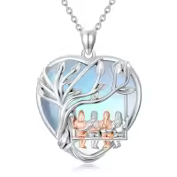 TOUPOP Sterling Silver Crystal Heart Sister Necklace, Forever My Friend Birthday Jewelry Gift-style_name:14-Gift for Sister