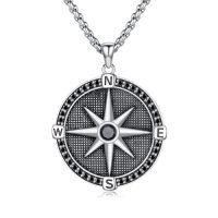 wholesale Compass Necklace S925 Sterling Silver Compass Evil Eye/yin And Yangon Dog Tag Pendant Necklace With 22"+2" Chain Graduation Gifts Christmas Gifts Birthday Gifts For Him/her -style_name:B Cubic Zirconia Star Compass
