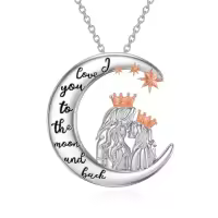 TOUPOP Sterling Silver & Stone Mother Daughter Jewelry Gifts-style_name:E Mom-moon